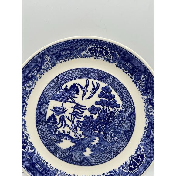 VTG Willow Ware by Royal China Blue Cake Plate Serving Platter With Handles 11” - Picture 3 of 8